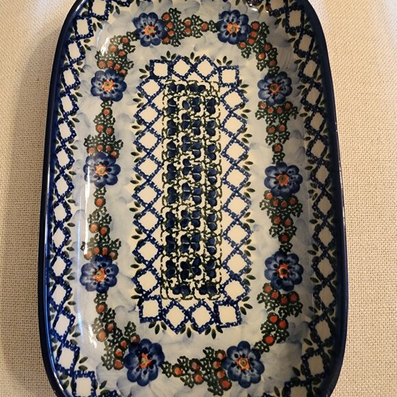 UNIKAT 1473 POLISH POTTERY TRAY 10X6 - Picture 1 of 6